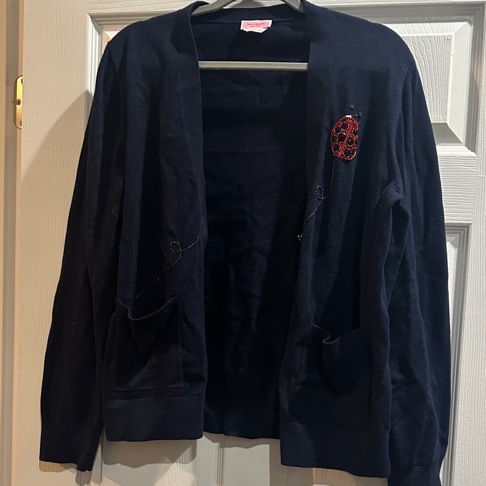 Kate Spade Navy Cardigan with Red Accent